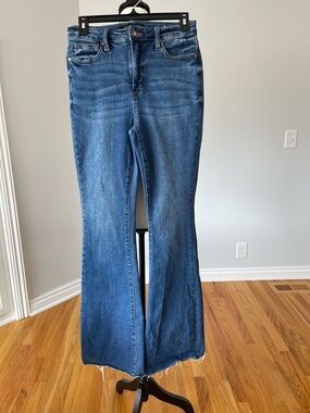 Judy Blue control top flare denim jeans stretch casual festival rodeo size 27
